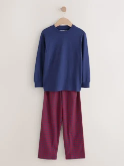Rouge/Bleu - Lot de 2 pyjamas en tissu à carreaux à manches longues (3-16ans)