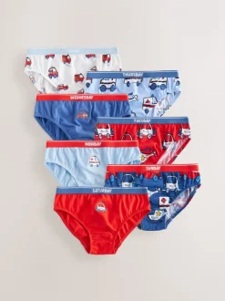 Rouge/bleu motif véhicules d'urgence - Lot de 7 slips en coton (1.5-10ans)
