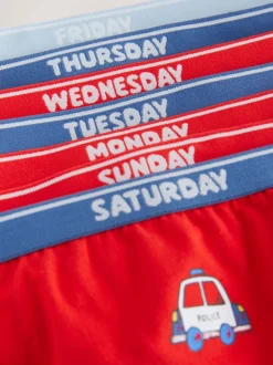 Rouge/bleu motif véhicules d'urgence - Lot de 7 slips en coton (1.5-10ans)