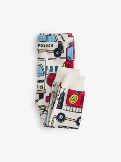 Rouge/bleu motif véhicules d'urgence - Lot de 3 pyjamas Snuggle courts (9mois-10ans)