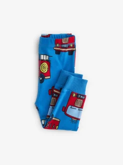 Rouge/bleu motif véhicules d'urgence - Lot de 3 pyjamas Snuggle courts (9mois-10ans)
