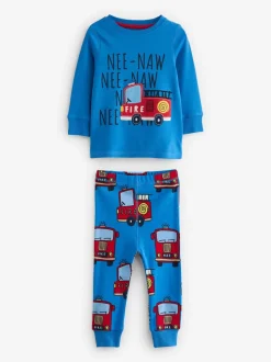 Rouge/bleu motif véhicules d'urgence - Lot de 3 pyjamas Snuggle courts (9mois-10ans)