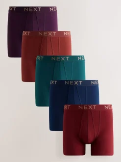 Rouge/bleu/violet riche - Lot de 5 - Boxers avec ouverture sur le devant