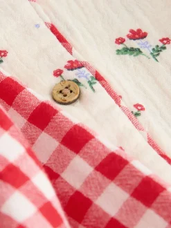 Rouge/crème - Pyjama Bouton à travers tissé (9mths-10yrs)