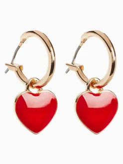 Rouge/doré - Créoles à motif cœur