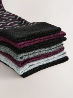 Rouge/Gris - Lot de 7 - Chaussettes riches en coton pour homme