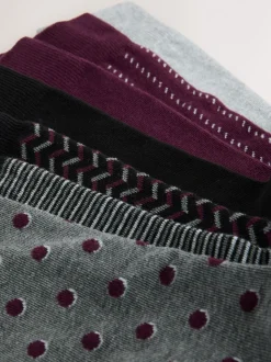 Rouge/Gris - Lot de 7 - Chaussettes riches en coton pour homme