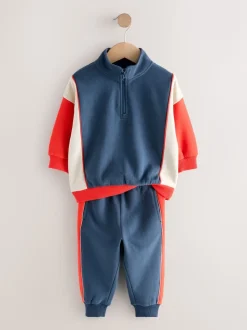 Rouge/Marine - Ensemble haut demi-zip et jogging (3mois à7ans)