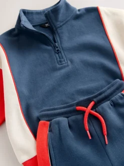 Rouge/Marine - Ensemble haut demi-zip et jogging (3mois à7ans)