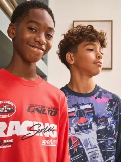 Rouge/Noir - Lot de 2 pyjamas à manches longues (3-16ans)