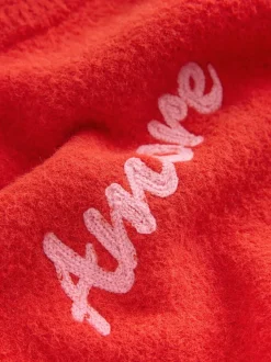 Rouge/Rose - Pull de Saint-Valentin brodé confortable