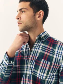 Rouge/vert - Chemise Oxford ajustée Easy Iron Button Down