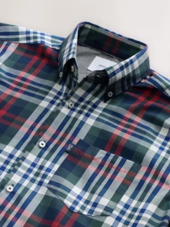 Rouge/vert - Chemise Oxford ajustée Easy Iron Button Down