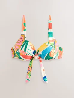 Rouge/vert - Haut de bikini rembourré à armatures avec nœud sur le devant