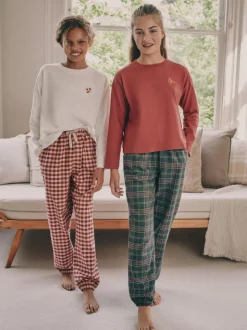 Rouge/vert - Lot de 2 pyjamas tissés à carreaux (3-16ans)
