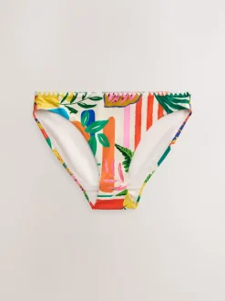 Rouge/Vert Tropical - Bas de bikini Whipstitch à jambe haute