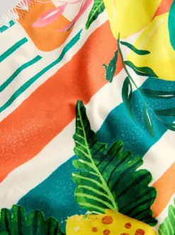 Rouge/Vert Tropical - Bas de bikini Whipstitch à jambe haute