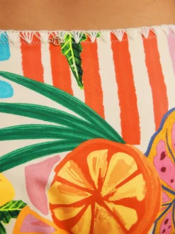 Rouge/Vert Tropical - Bas de bikini Whipstitch à jambe haute