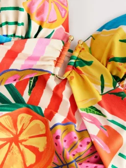 Rouge/Vert Tropical - Maillot de bain Urim Tummy Control à décolleté plongeant