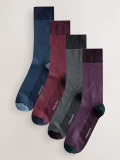 Rouge/vert/bleu à chevrons - Modal Signature Chaussettes 4 Lot