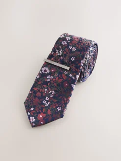 rouille - Cravate à imprimé floral