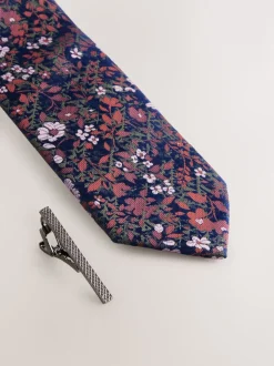 rouille - Cravate à imprimé floral