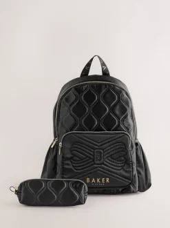 Sac à dos Baker by Ted Baker Filles Back To School noir matelassé avec étui à crayons