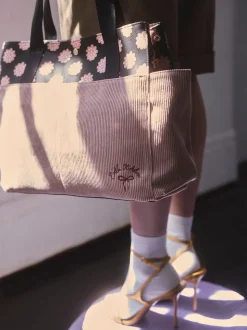 Sac cabas Cath Kidston carré en velours côtelé