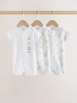 Safari blanc Animal brodé - Barboteuse Jersey Baby 3 Pack