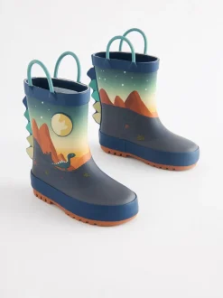 Scène de dinosaure de la marine - Bottes de pluie à poignée