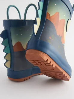 Scène de dinosaure de la marine - Bottes de pluie à poignée