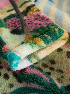 Scène tropicale orange - Haut en polaire imprimée en peau de mouton