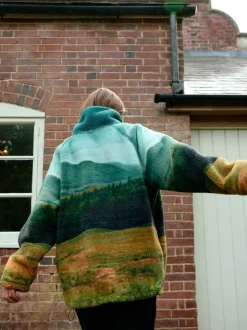 Scène Woodland verte - Haut en polaire imprimée en peau de mouton