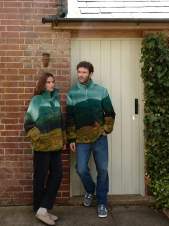 Scène Woodland verte - Haut en polaire imprimée en peau de mouton