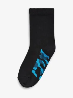 Semelle intérieure noir motif camouflage - Paquet de chaussettes en coton riche 7