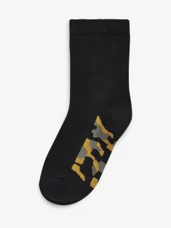 Semelle intérieure noir motif camouflage - Paquet de chaussettes en coton riche 7