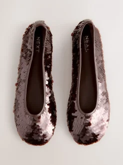 Sequins marron chocolat - Chaussures plates à sequins Forever Comfort® à bout rond