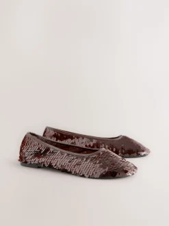 Sequins marron chocolat - Chaussures plates à sequins Forever Comfort® à bout rond