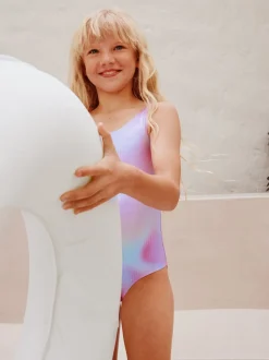 Sequins roses arc-en-ciel à paillettes - Maillot de bain à col dégagé (3-16ans)