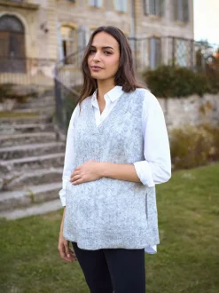Seraphine Gilet de Grossesse en laine Blend Pointelle