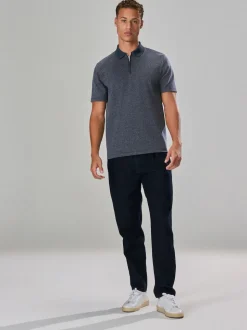 Sergé bleu marine - Polo Heritage brossé à motif