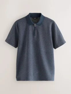 Sergé bleu marine - Polo Heritage brossé à motif