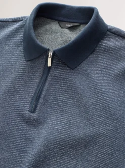 Sergé bleu marine - Polo Heritage brossé à motif