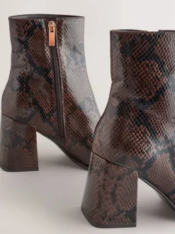 Serpent Marron chocolat - Bottes à talon carré à bout carré Forever Comfort®