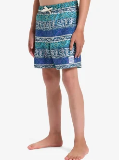 Short de bain Quiksilver Surfsilk Straight Volley à imprimé géométrique pour jeune