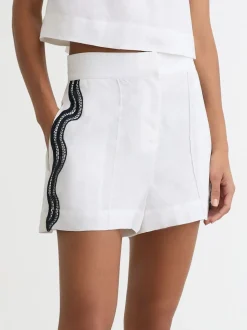 Short Reiss Felicity en lin à bordures festonnées