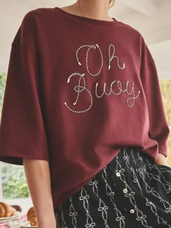 Slogan marron chocolat - Ensemble pyjama short