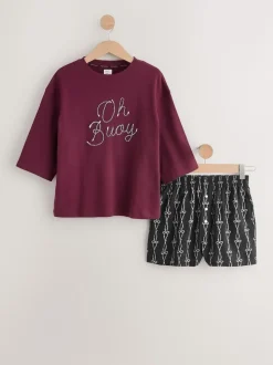 Slogan marron chocolat - Ensemble pyjama short