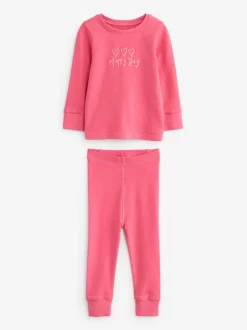 Slogan rose/jaune - Lot de 3 pyjamas confortables imprimés (9mois à12ans)
