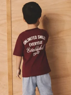 Slogan rouge baie - T-shirt Manches courtes Back Imprimé (3mths-7yrs)